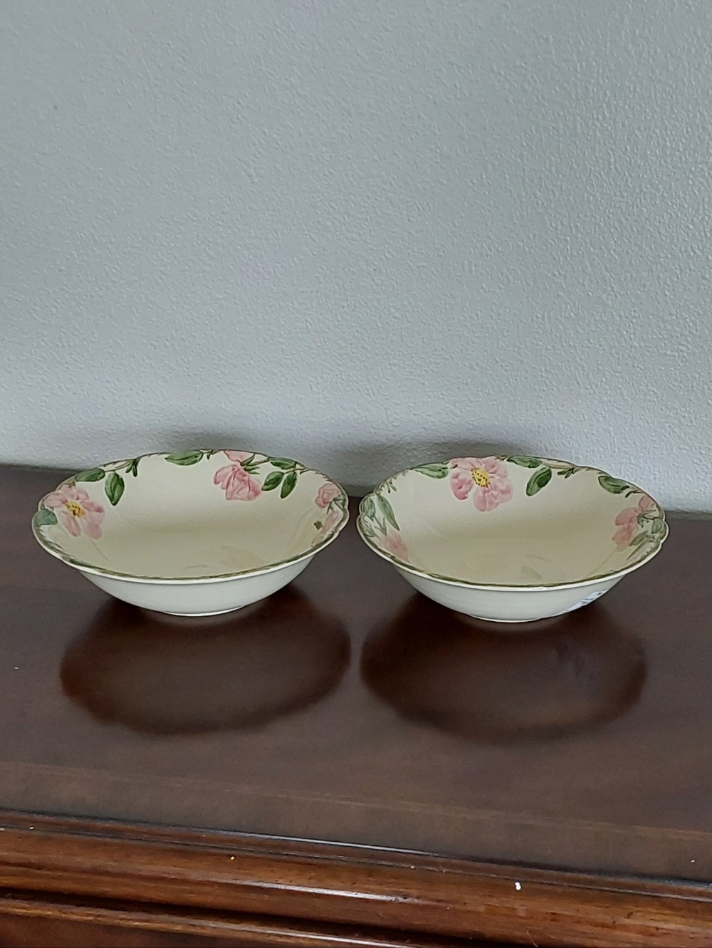 Franciscan Pink and Green Floral Ceramic Vegetable Serving Bowls - Pair‎